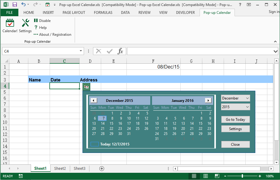 What Is Excel Date Picker Pop up Excel Calendar 