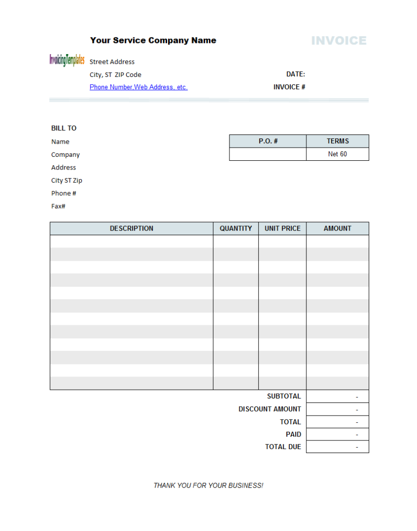 Excel Invoice Template Software Microsoft - 10 Results Found - Uniform ...